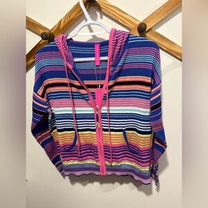 Zaket & Plover Stripe Zip Up in the Azure colorway